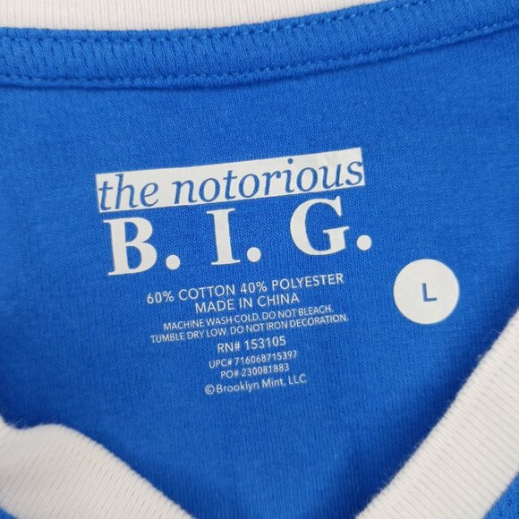 Notorious B.I.G. Mens Large T Shirt Biggie Graphic Mesh Football Jersey Style - Picture 5 of 7
